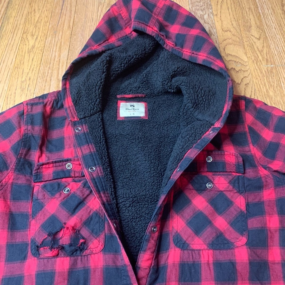 Wind River Heritage Sherpa Lined Hooded Flannel Jacket - Men's L - Picture 2 of 7